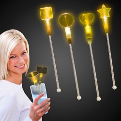 Red Light Up Cocktail Stirrers - Variety of Shapes