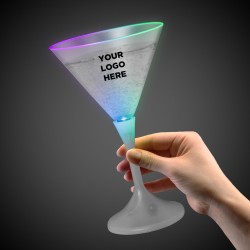 Light Up Martini Glass with White Stem and Frosted Top - 7 Ounce 