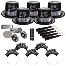 Silver and Ebony Fantasy New Year's Eve Kit for 50 People 