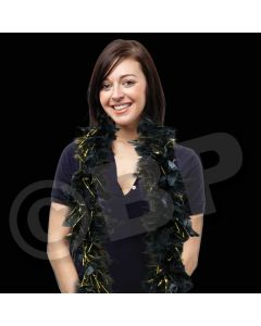 Black with Gold Tinsel Feather Boa