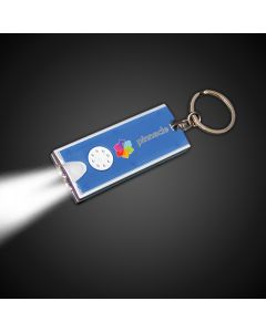 2 1/2" Blue Rectangle Light Up Key Chain Flashlight