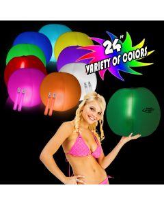 24 Inch Inflatable Beach Ball with 2 - 6 Inch Glow Sticks