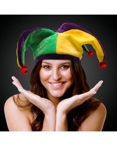 LED Mardi Gras Velvet Jester Hat