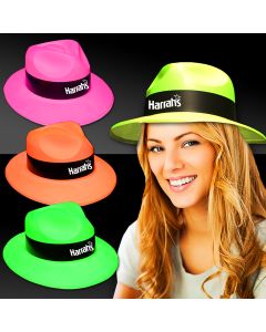 Assorted Color Neon Plastic Fedoras