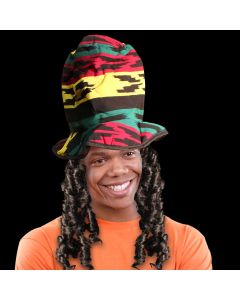 Rasta Top Hat with Faux Dreadlocks