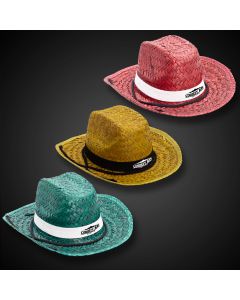 Adult Straw Cowboy Hats - Assorted Colors