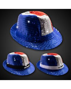 Patriotic Sequin LED Fedora (Imprintable Bands Available)