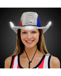 Patriotic LED Sequin Cowboy Hat