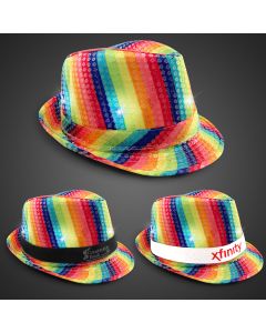 Rainbow Sequin LED Fedora (Imprintable Bands Available)