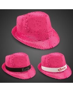 Pink Sequin Fedora Hat (Imprintable Bands Available)