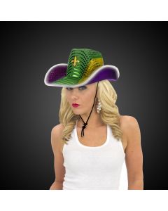 Mardi Gras LED Sequin Cowboy Hat