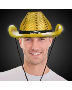 GOLD SEQUIN LED COWBOY HAT
