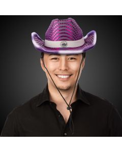 Purple Light Up Sequin Cowboy Hat