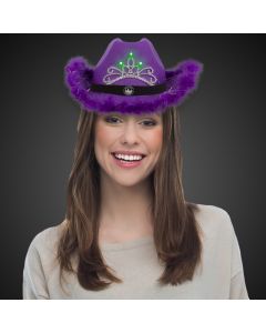 Purple Light Up Cowboy Hat w/ Tiara and Feather