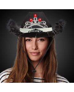 BLACK LED COWBOY HAT W/TIARA