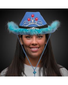 BLUE LED COWBOY HAT W/TIARA