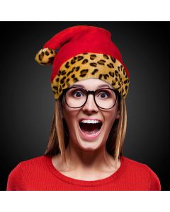 Leopard Print Santa Hat