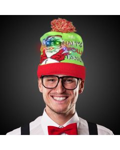Happy Holiday LED Knit Hat