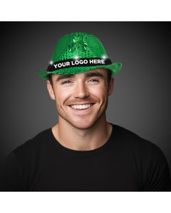 St Patricks Light Up Sequin Fedora Hat