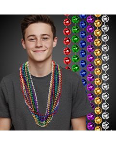 Assorted Color Metallic Mardi Gras Beads Necklaces
