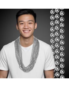 Metallic Silver Mardi Gras Beads