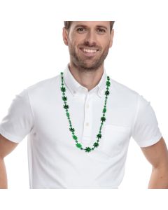 33" Green Mini Leaf Bead Metallic Necklace