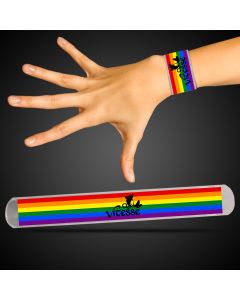 Silver Rainbow Pride Slap Bracelet