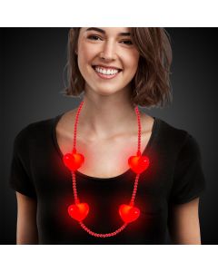 Jumbo Hearts Light Up Bead Necklace Red