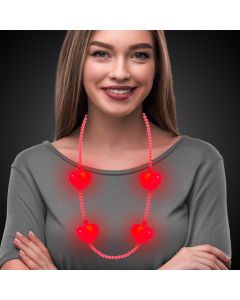 Jumbo Hearts Light Up Bead Necklace Pink