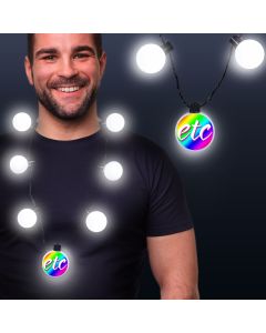 White LED Medallion Ball Necklace