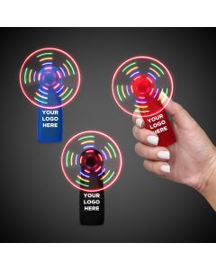 4" Light Up Hand Held Imprintable Fans - Variety of Colors