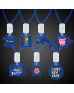 Clear Plastic Necklace with Plastic Medallion and Blue LEDS