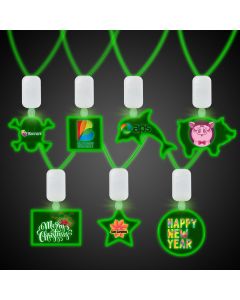 Clear Plastic Necklace with Plastic Medallion and Green LEDS