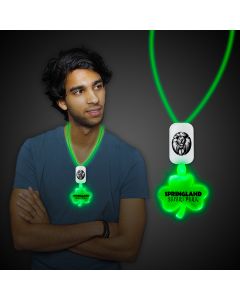 Green LED Shamrock Necklace with Extra Large Pendant