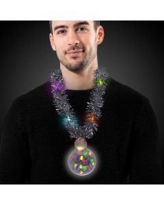 LED Christmas Medallion Tinsel Necklace