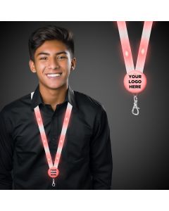 Red Light Up Flat Fabric Lanyards