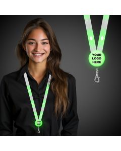 Green Light Up Flat Fabric Lanyards
