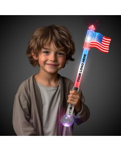 Light Up Jumbo Flag Wand w/ Prism Ball