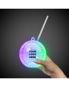Light Up Baseball Cup with Lid and Straw