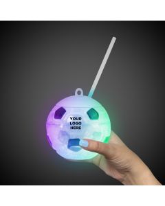 Soccer Ball Light Up Cup with Lid and Straw