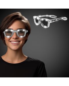 White LED Classic Retro Sunglasses with Sound Option