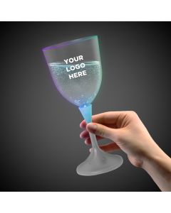 Light Up Frosted Wine Glass with White Stem - 10 Ounce