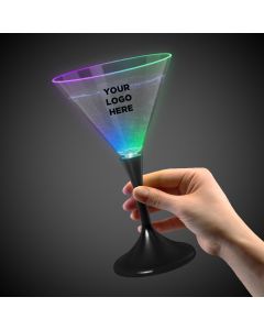 Light Up Martini with Black Stem and Clear Top - 7 Ounce
