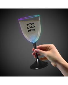 Light Up Wine Glass with Black Stem and Clear Top - 10 Ounce