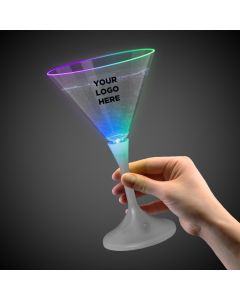 Light Up Martini with White Stem and Clear Top - 7 Ounce