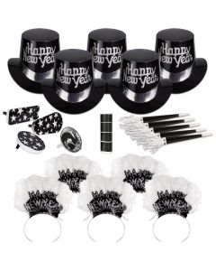 Grand Silver New Year's Eve Party Kit for 50 People