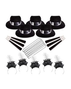 Silver Midnight New Year's Eve Party Kit for 50 People