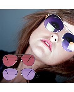 Aviator Sunglasses with Assorted Color Lenses