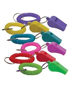 Assorted Color Coil Whistle Key Chains 