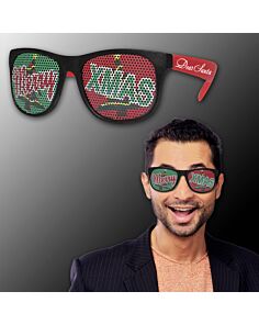 Neon Red Merry Xmas Billboard Sunglasses